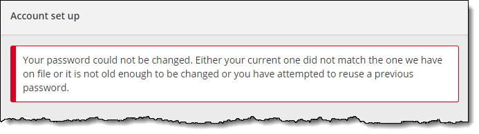 Cannot reuse a password message.